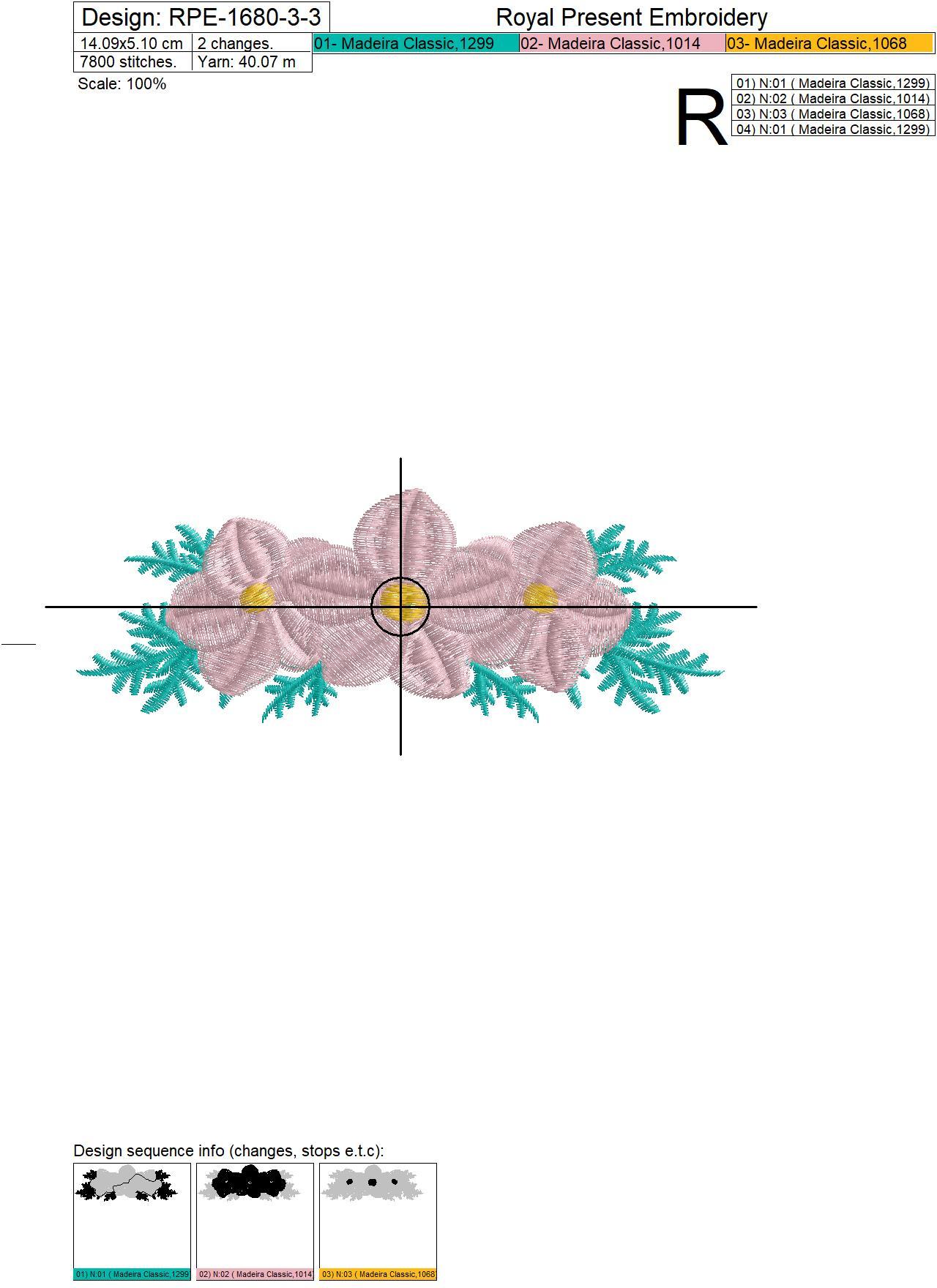 Floral Mini Border Machine Embroidery Design - 3 sizes