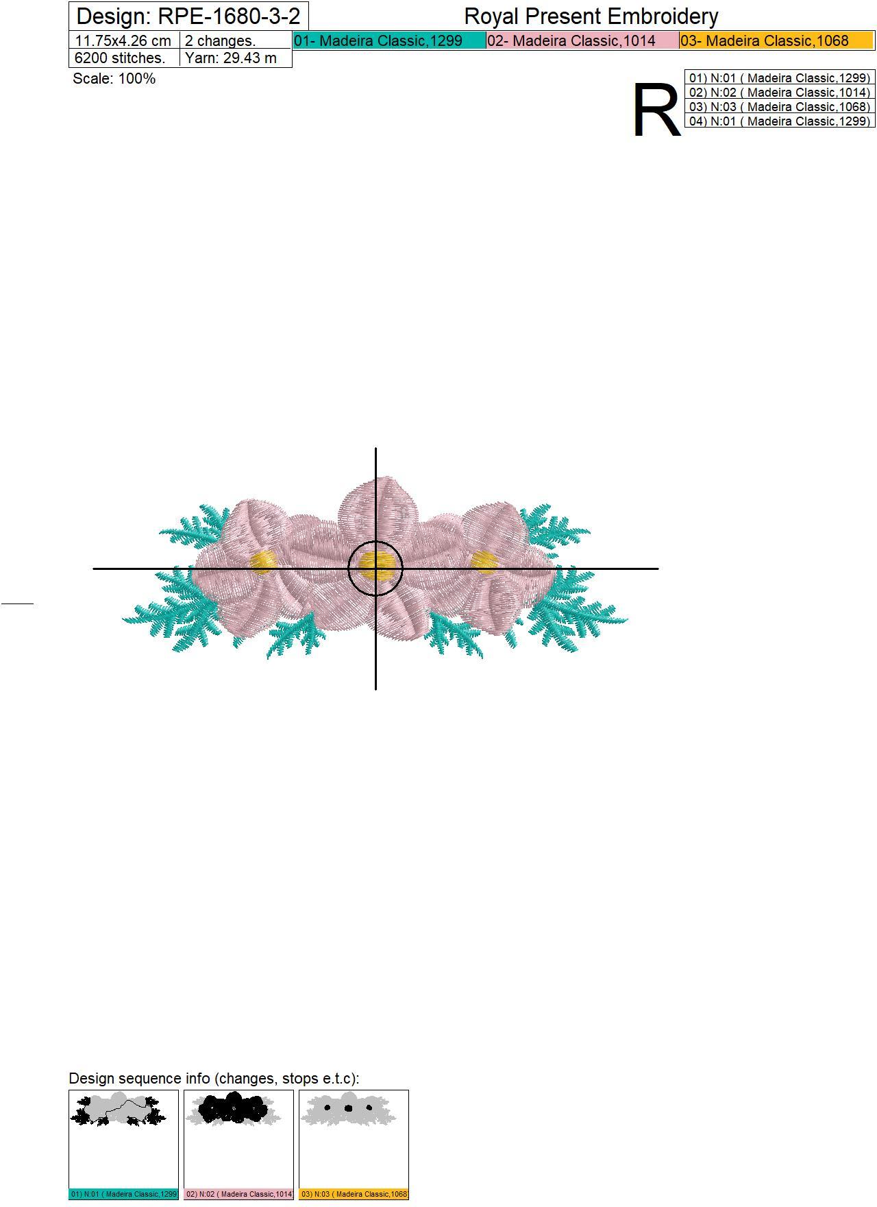 Floral Mini Border Machine Embroidery Design - 3 sizes
