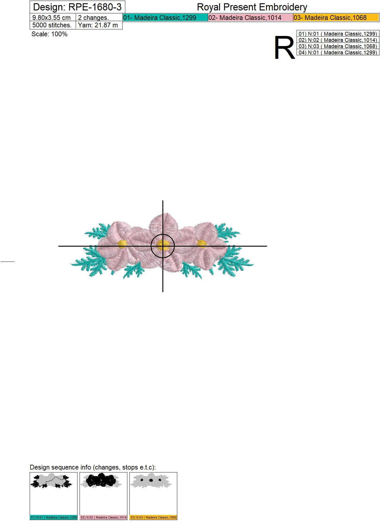 Floral Mini Border Machine Embroidery Design - 3 sizes