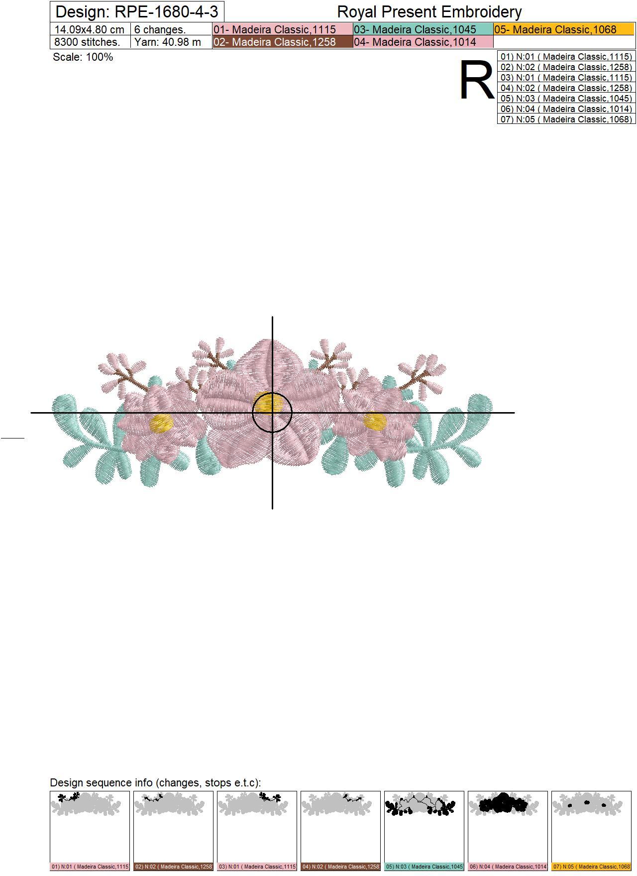 Mini Border with frowers Machine Embroidery Design - 3 sizes