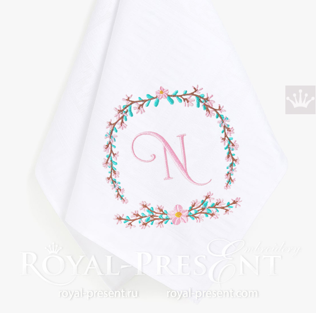 Floral Frame for monogram Embroidery Design - 3 sizes RPE-1693