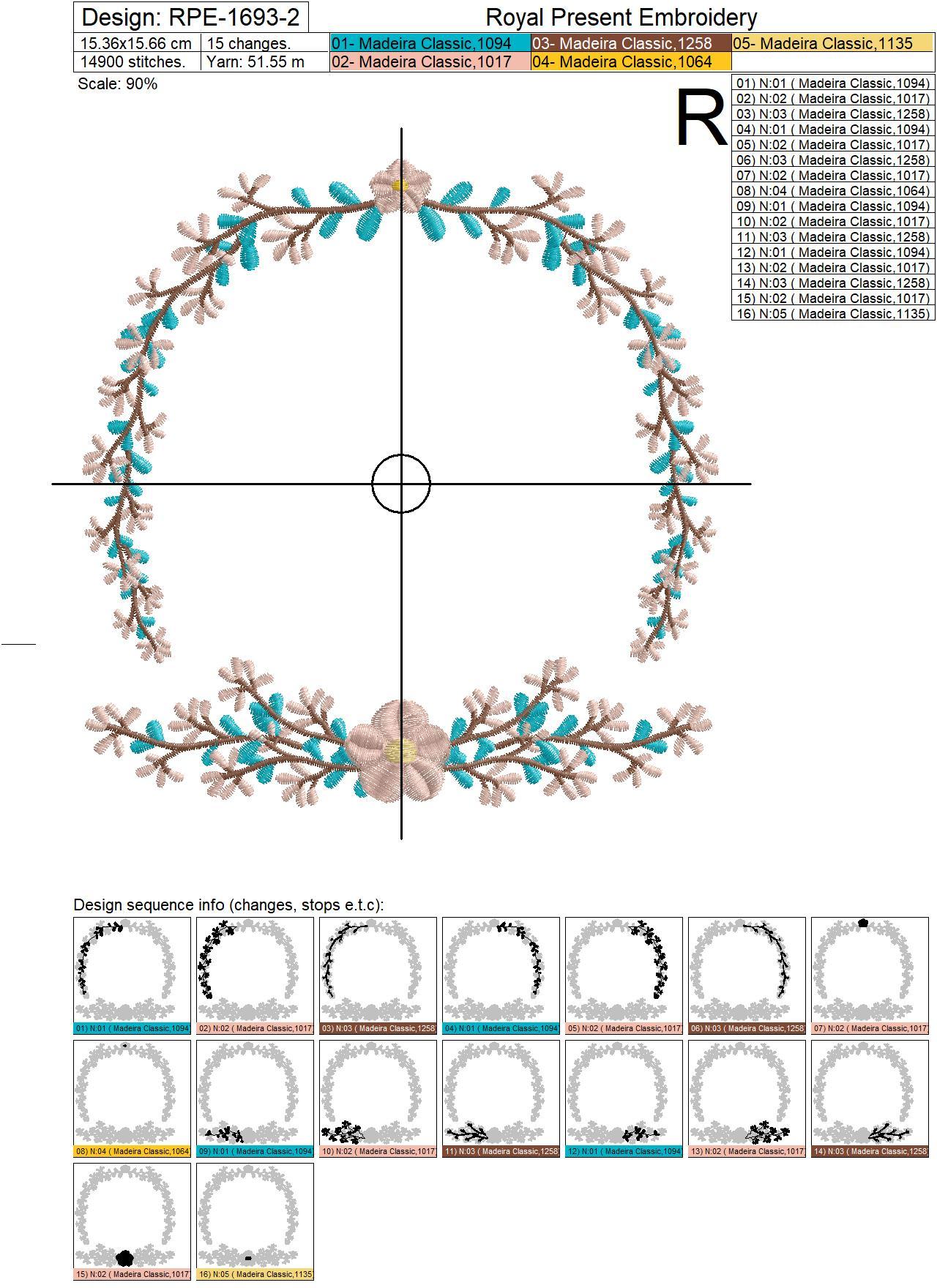 Floral Frame for monogram Embroidery Design - 3 sizes