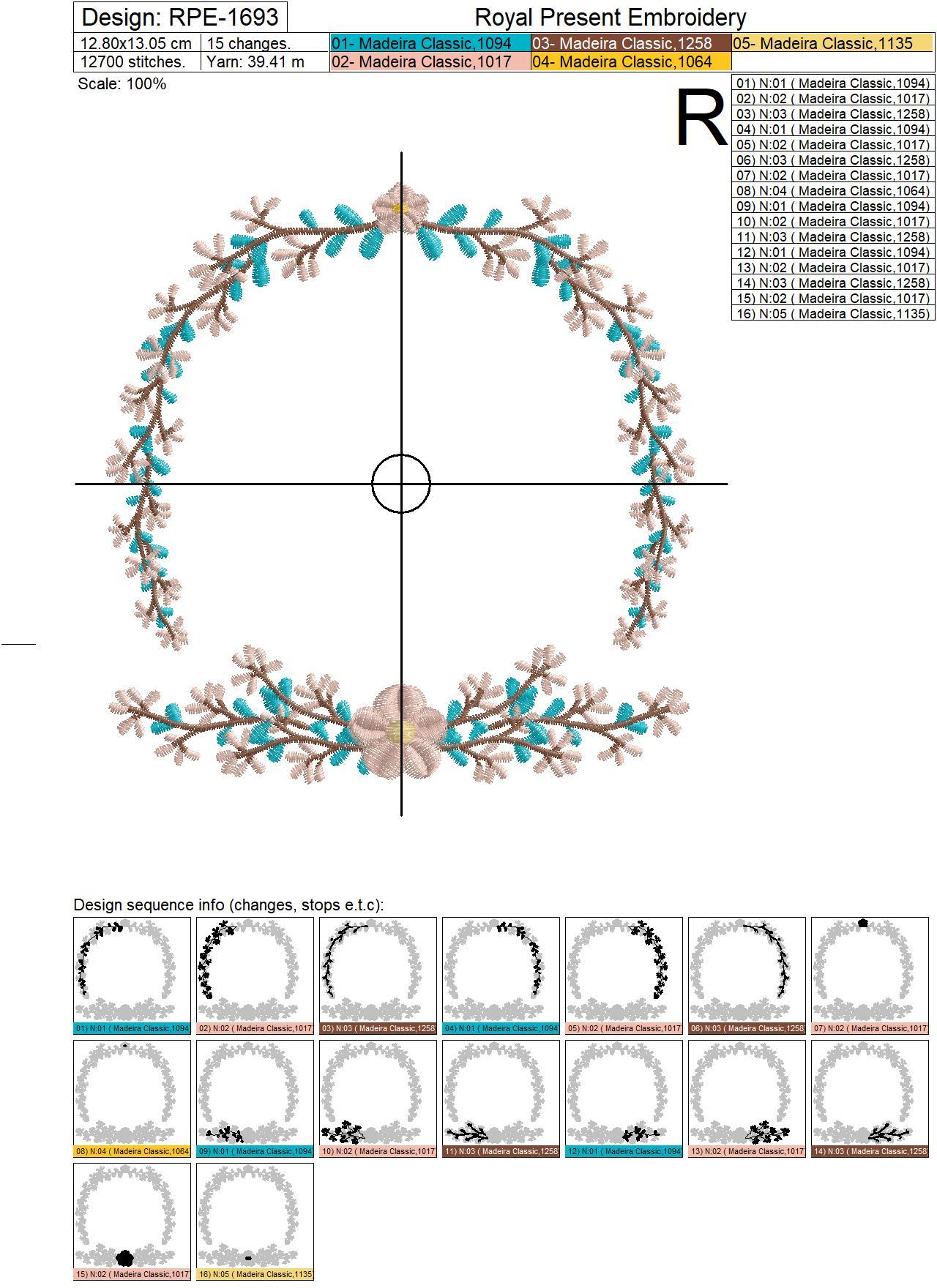 Floral Frame for monogram Embroidery Design - 3 sizes