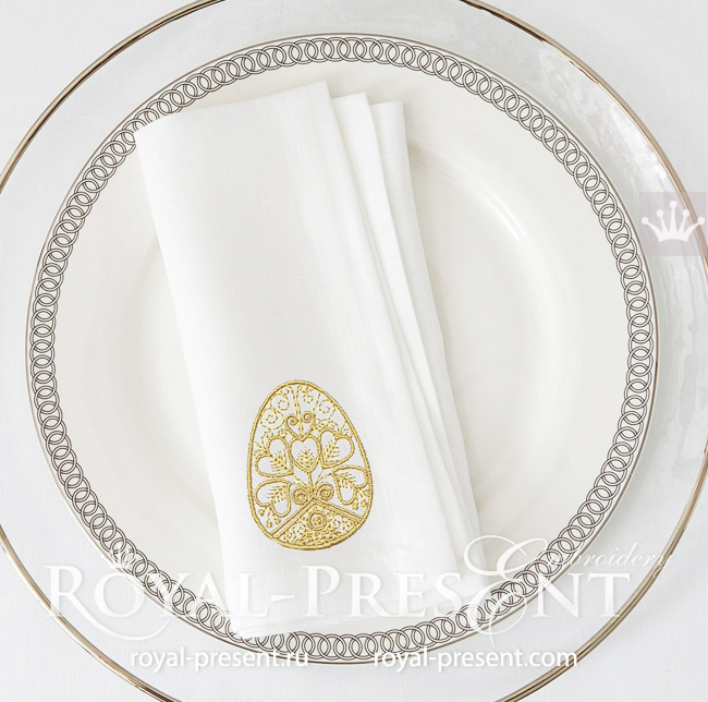 Gold line Easter Egg Machine Embroidery Design - 3 sizes RPE-1697