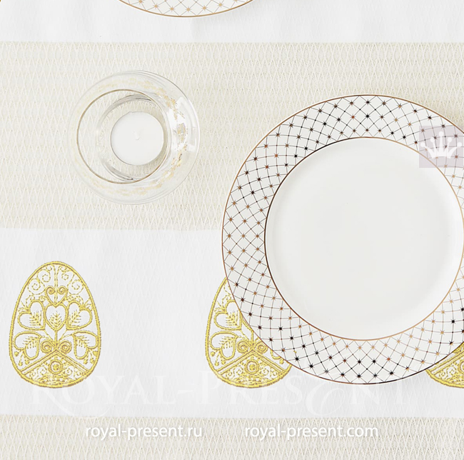 Gold line Easter Egg Machine Embroidery Design - 3 sizes