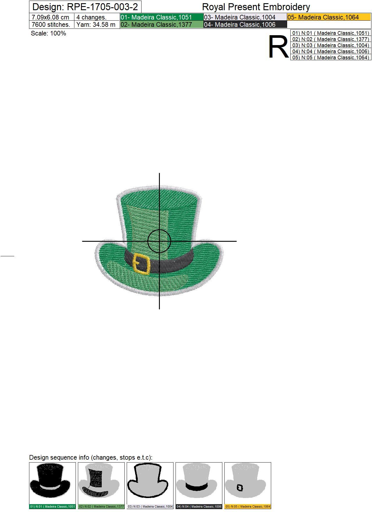Leprechaun Cylinder Embroidery Design - 3 sizes