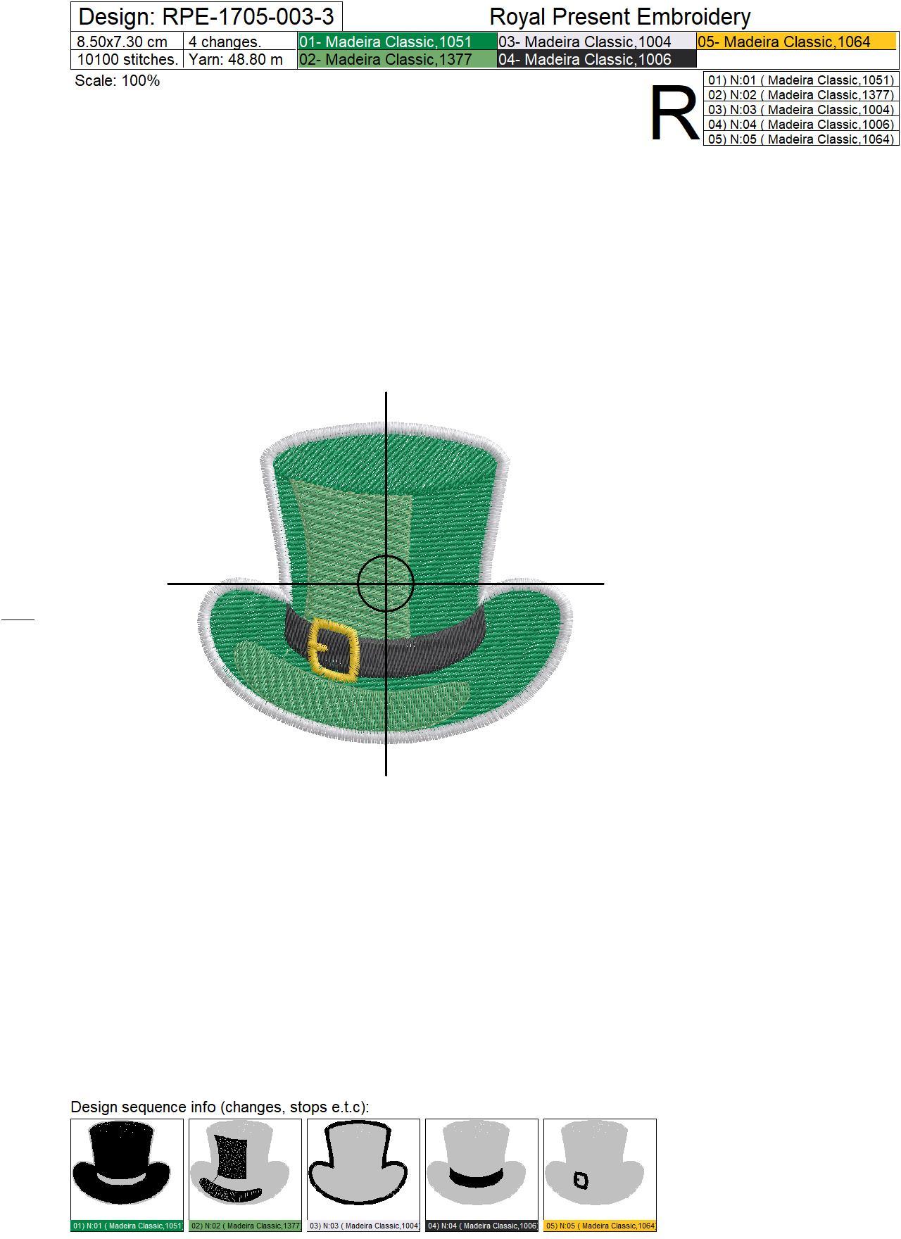 Leprechaun Cylinder Embroidery Design - 3 sizes