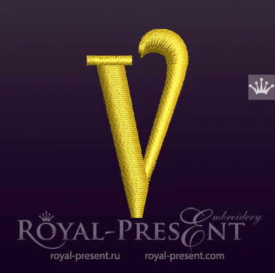 Capital Letter V Embroidery design V1 RPE-1673-V1