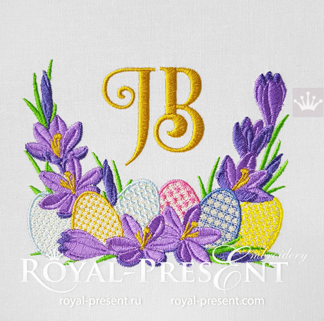 Easter Crocuses Vignette Machine Embroidery Design - 4 sizes RPE-1710