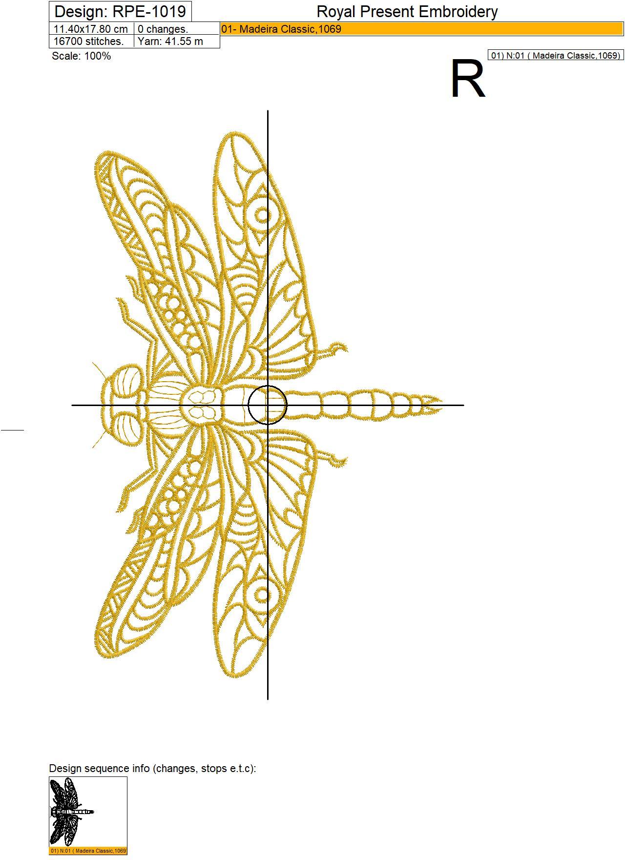 Dragonfly Machine Embroidery Design - 7 sizes