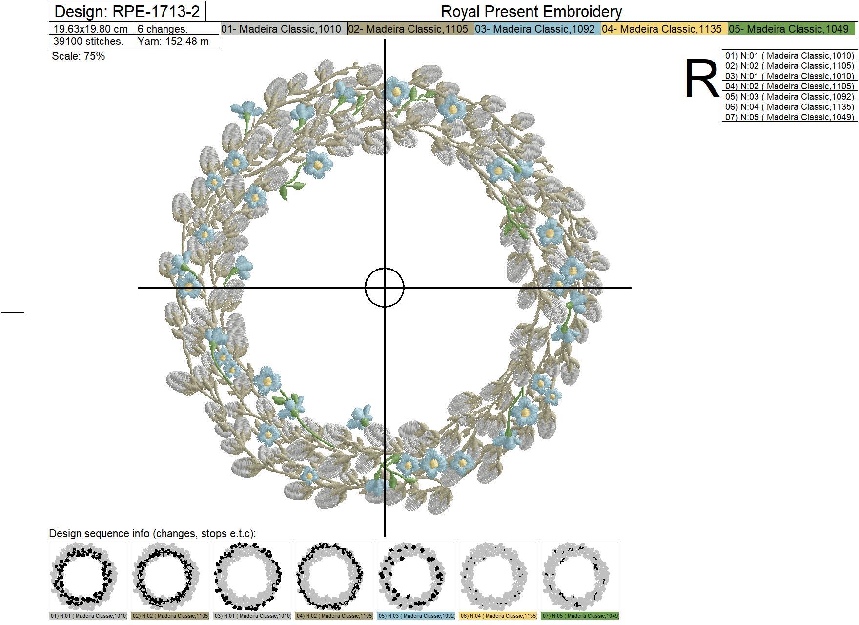 Willow wreath and forget-me-nots Machine embroidery design - 4 sizes