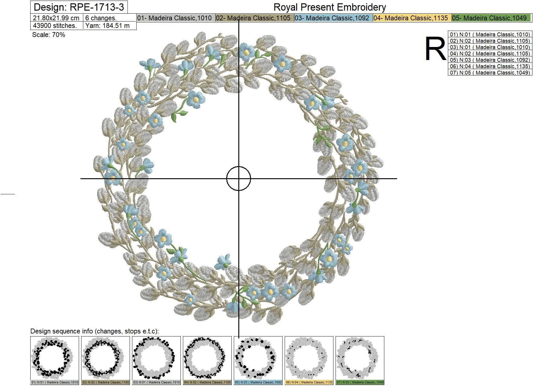 Willow wreath and forget-me-nots Machine embroidery design - 4 sizes