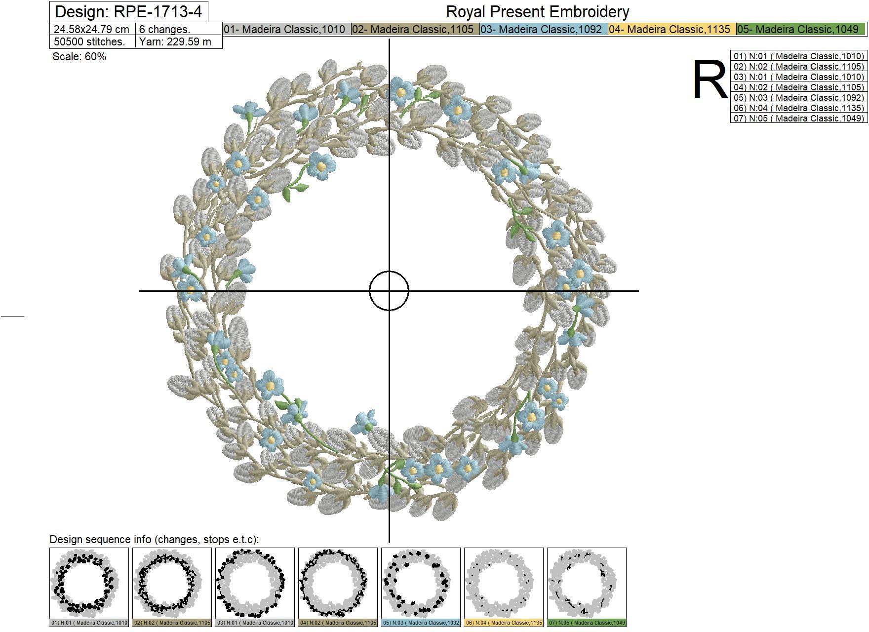 Willow wreath and forget-me-nots Machine embroidery design - 4 sizes