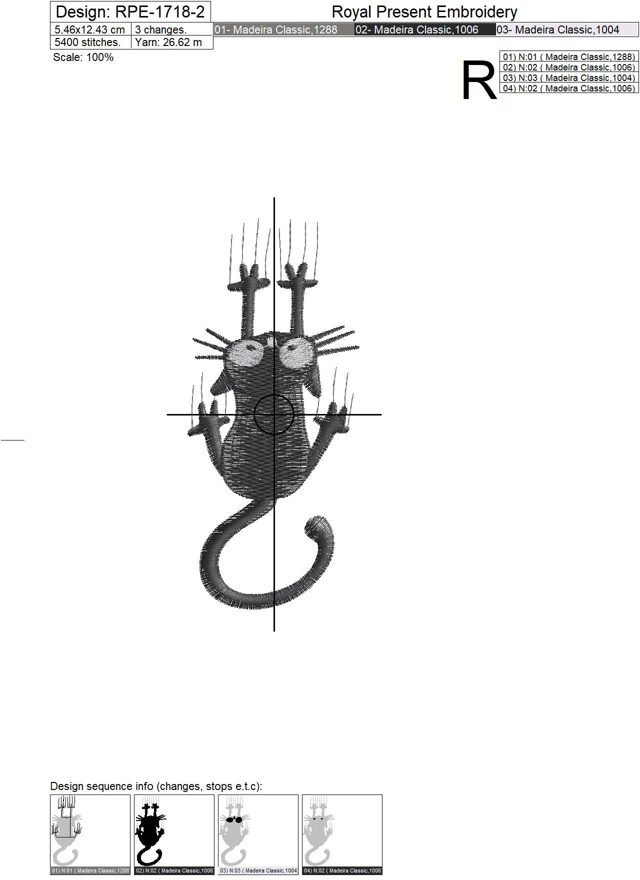 Black Сat Machine Embroidery Design - 2 sizes