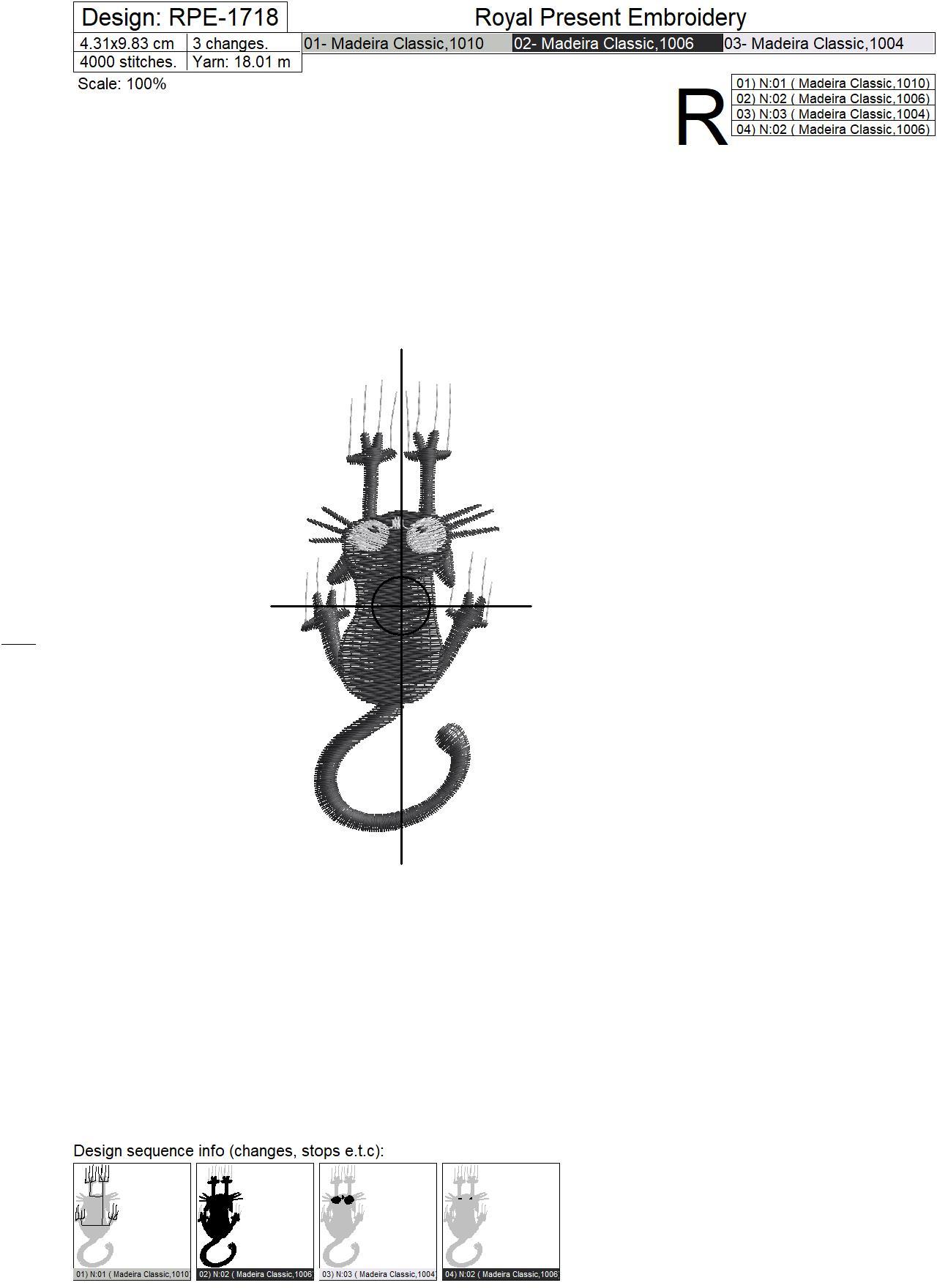 Black Сat Machine Embroidery Design - 2 sizes