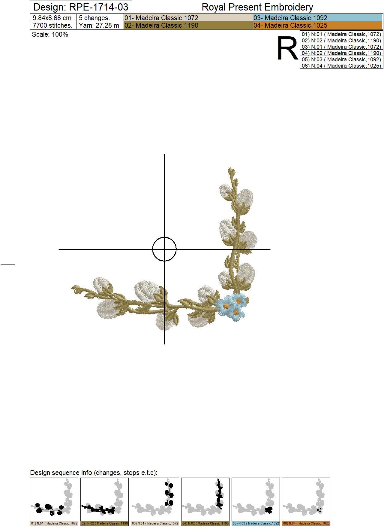 Willow corner and forget-me-nots Machine embroidery design - 3 sizes