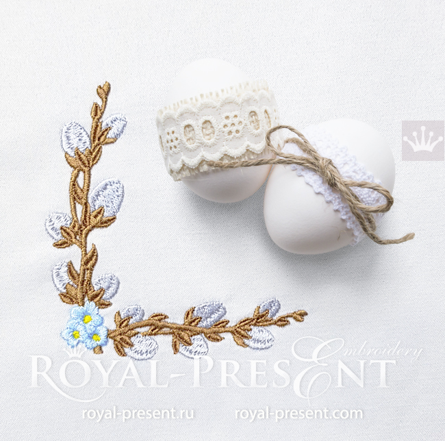 Willow corner and forget-me-nots Machine embroidery design - 3 sizes