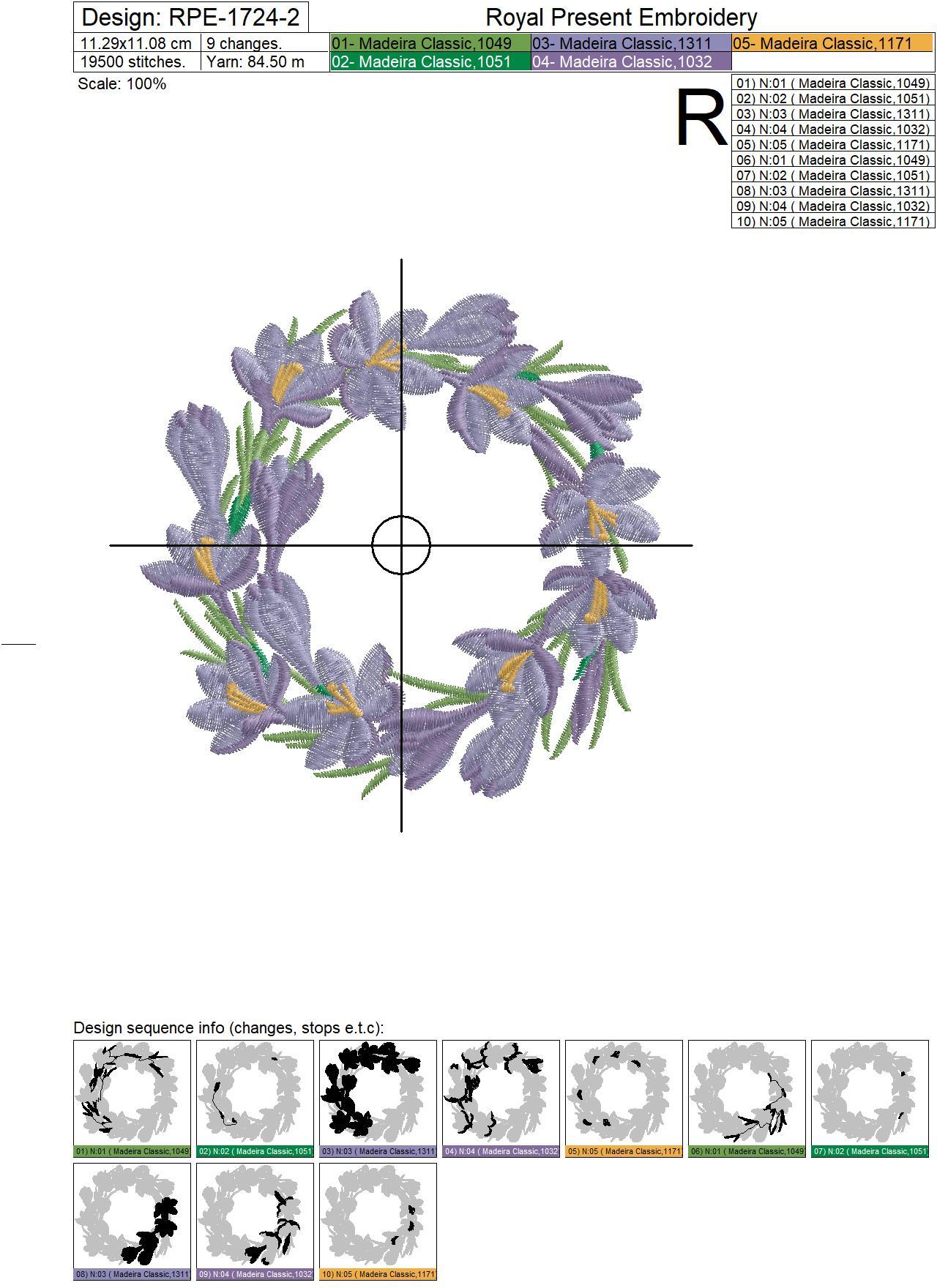 Crocus Wreath Machine Embroidery Design - 3 sizes