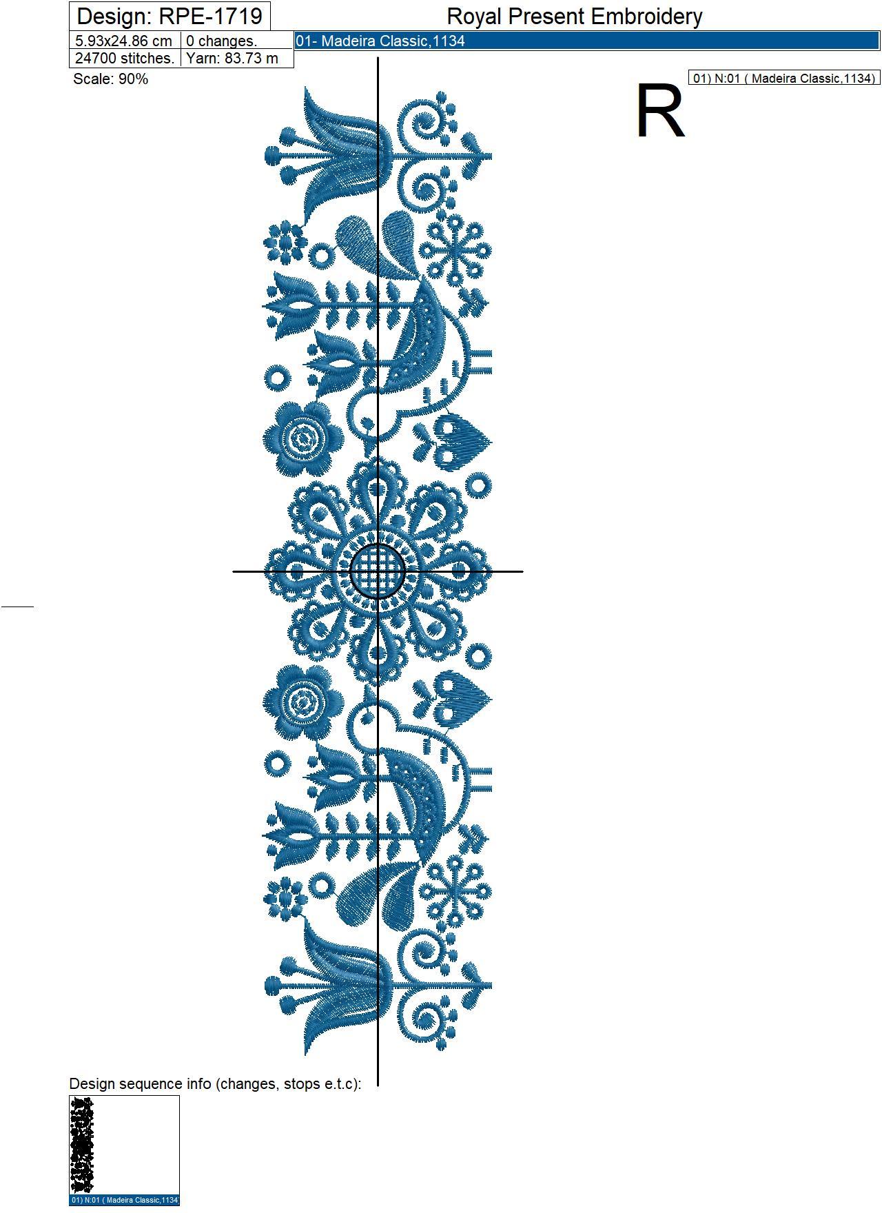 Scandinavian folk border Machine Embroidery Design