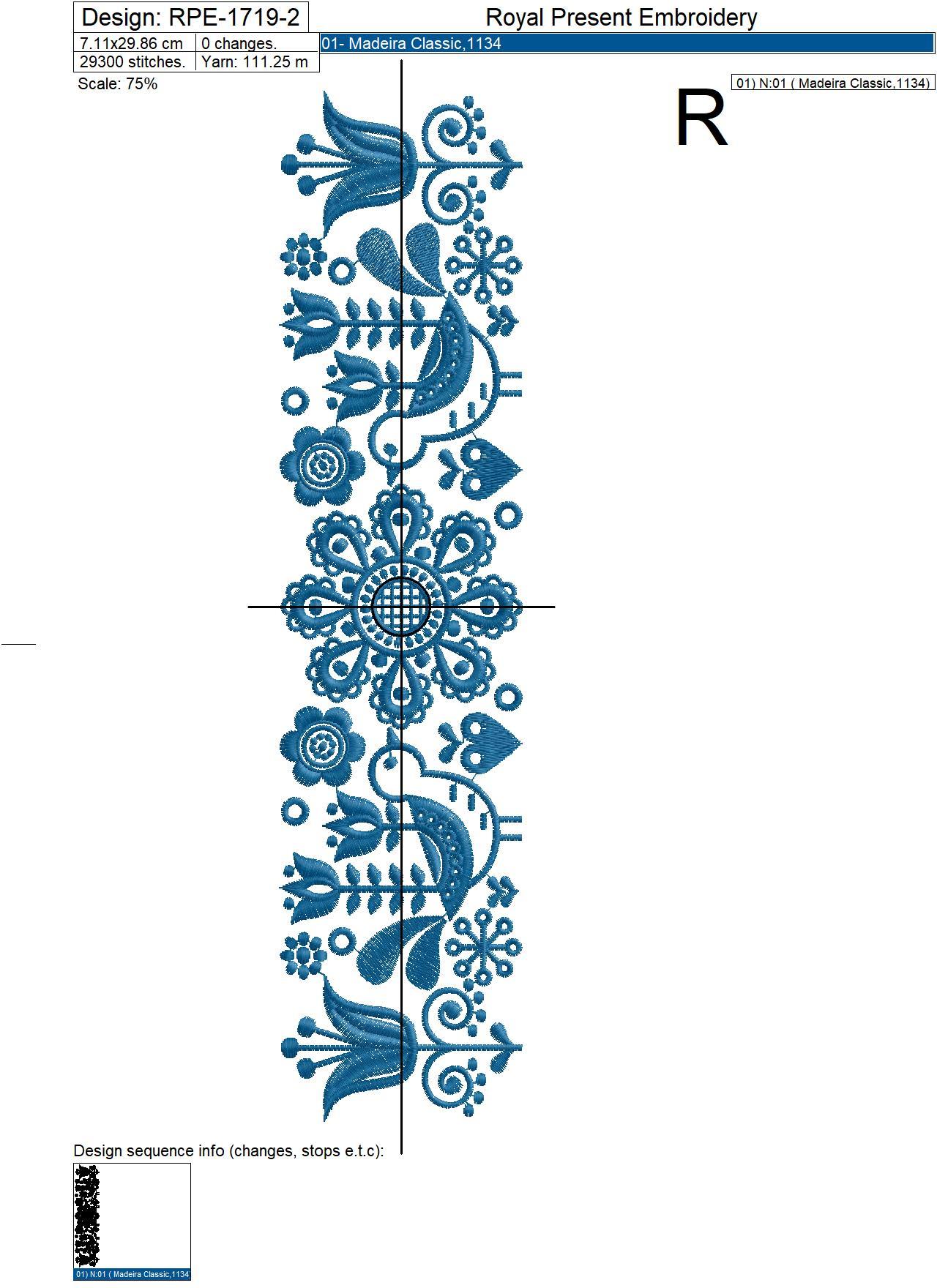 Scandinavian folk border Machine Embroidery Design