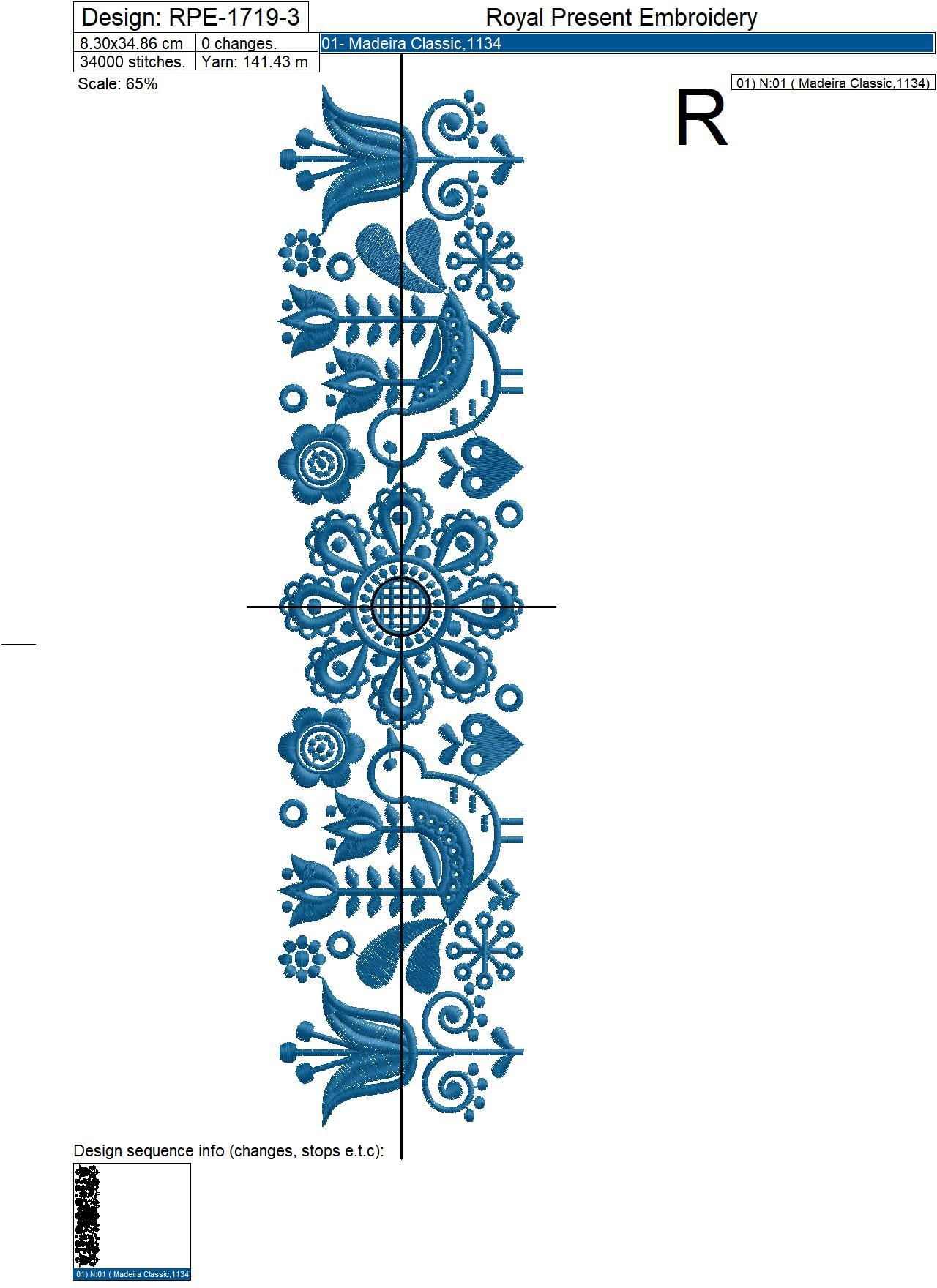 Scandinavian folk border Machine Embroidery Design