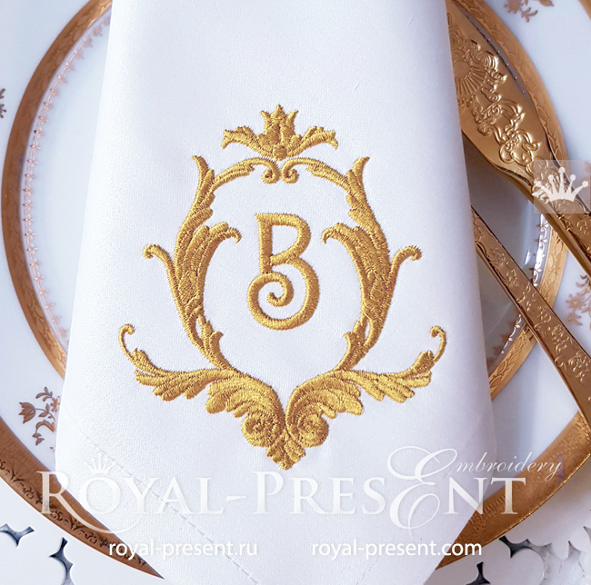 Floral monogram frame Machine embroidery design - 2 sizes RPE-1726