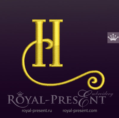 Capital Letter H Embroidery design V5 RPE-1673-H-5