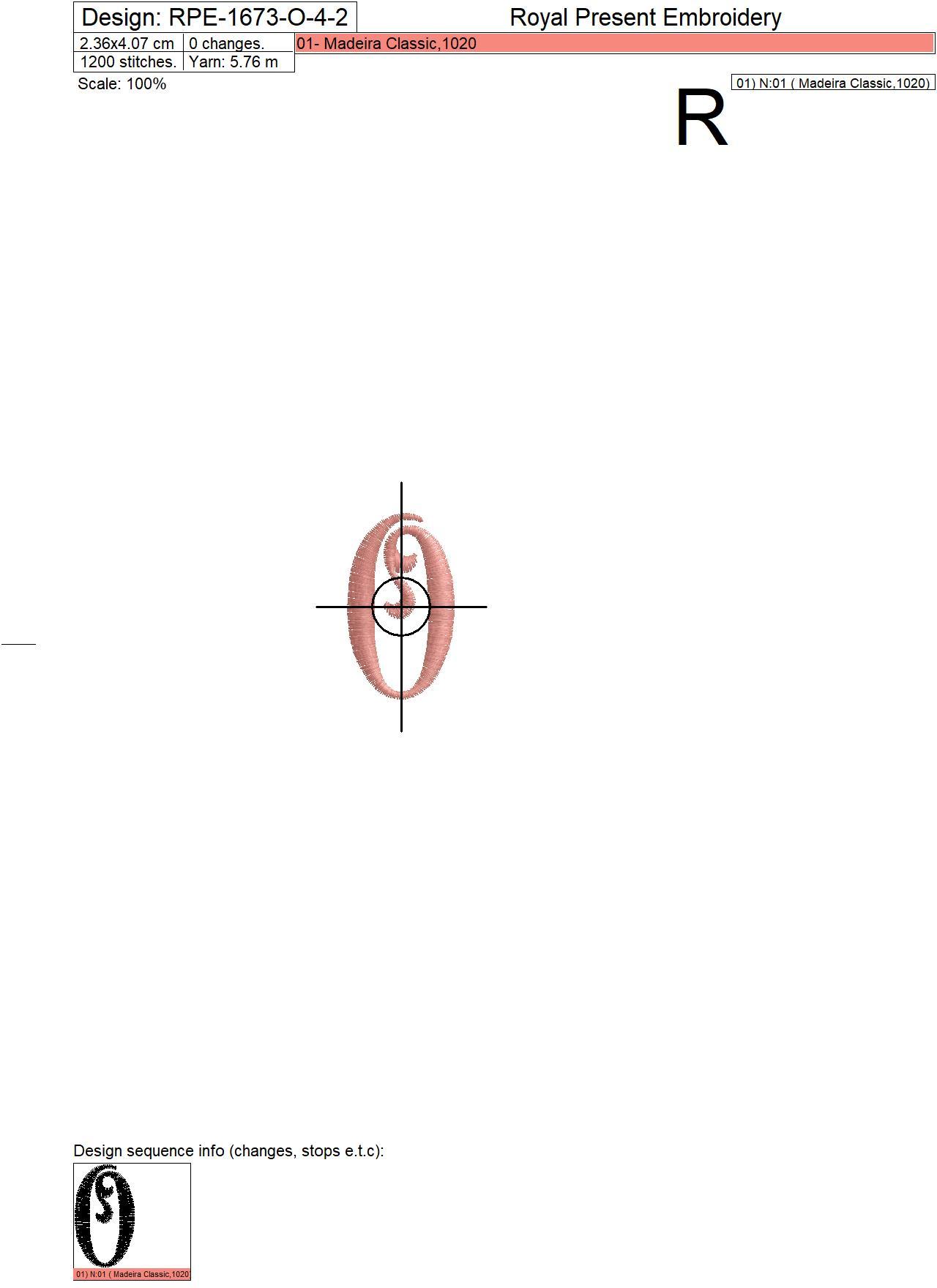 Capital Letter O Embroidery design V4