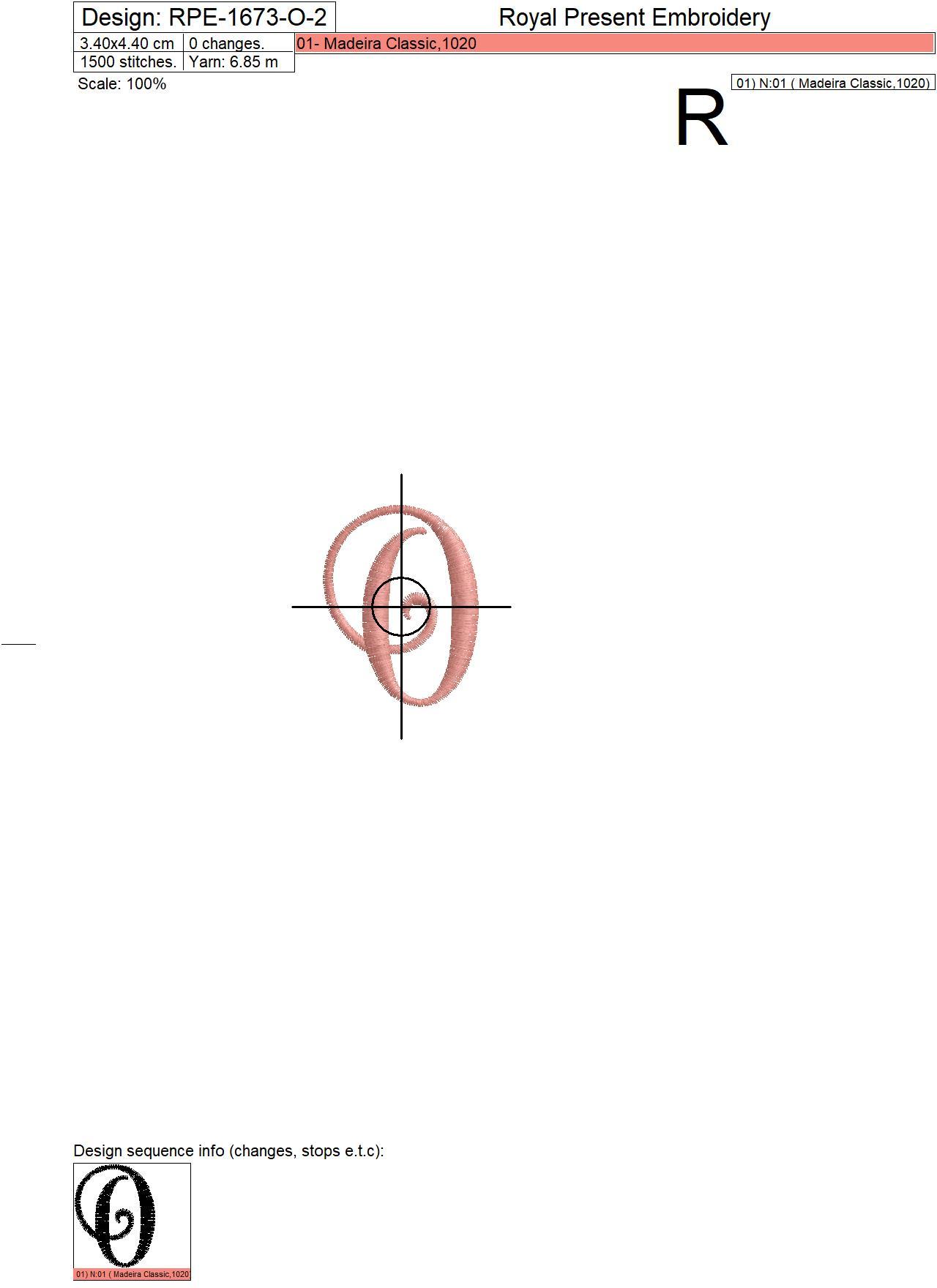 Capital Letter O Embroidery design