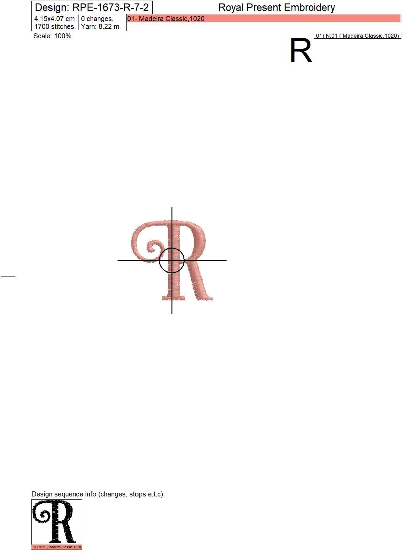 Capital Letter R Embroidery design V7