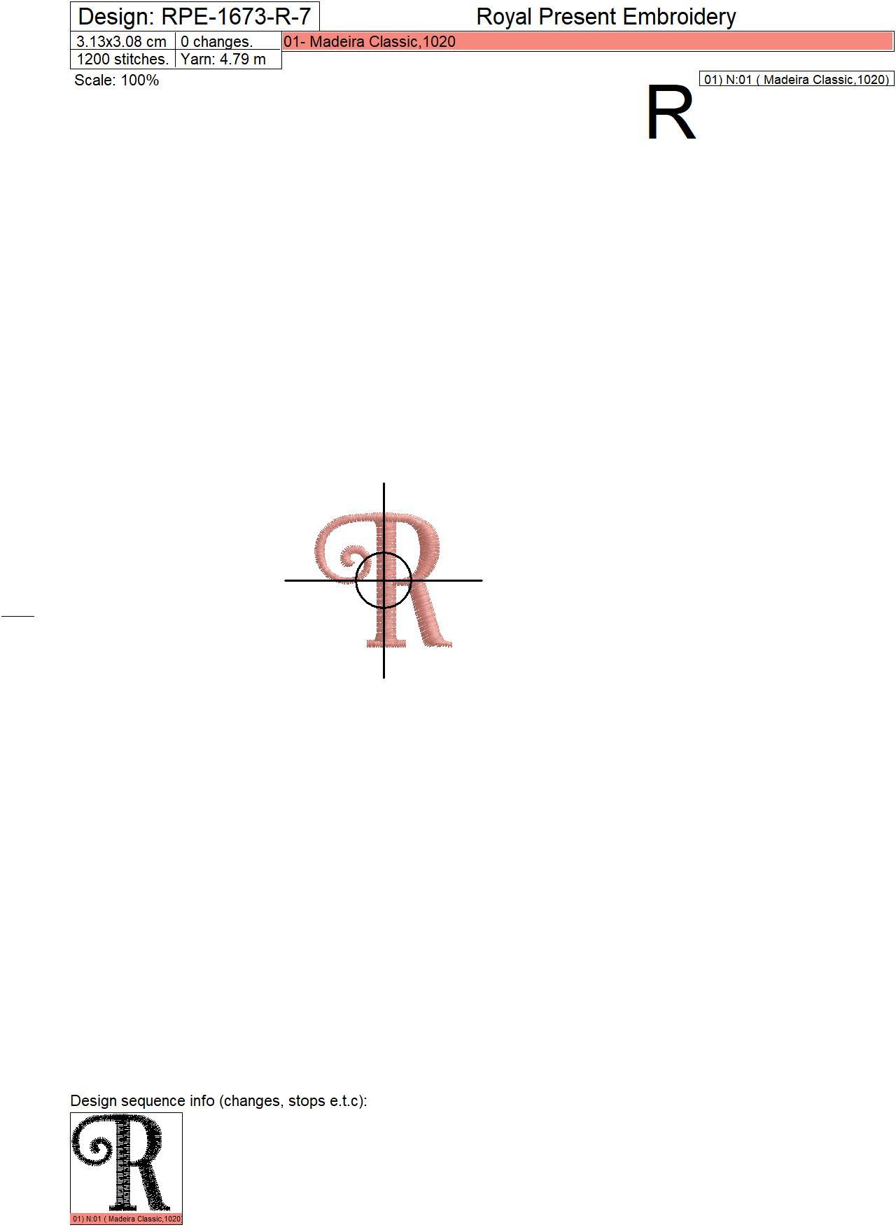 Capital Letter R Embroidery design V7