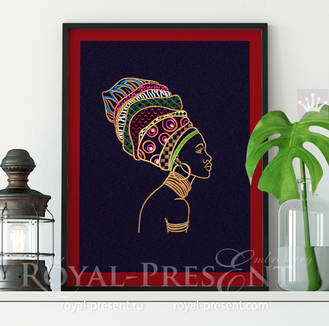 African Woman machine embroidery design - 6 sizes RPE-1731