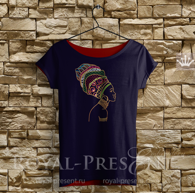African Woman machine embroidery design - 6 sizes