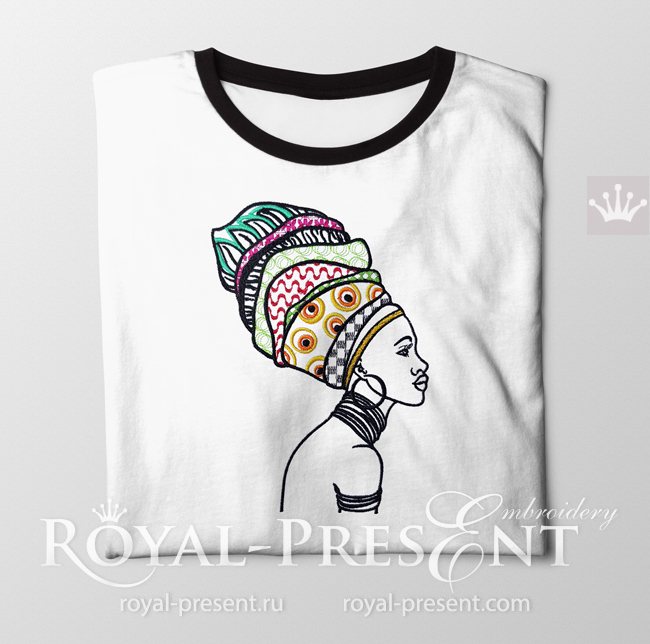 African Woman machine embroidery design - 6 sizes