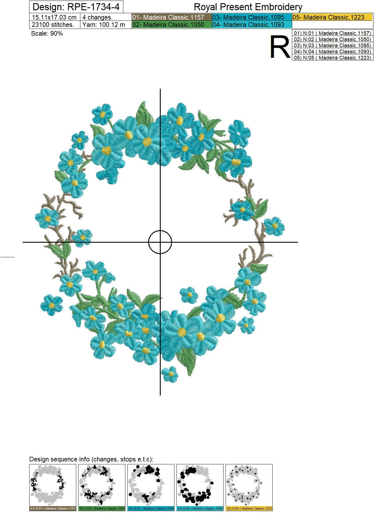 Romantic frame with forget-me-not flowers Embroidery Design - 4 sizes