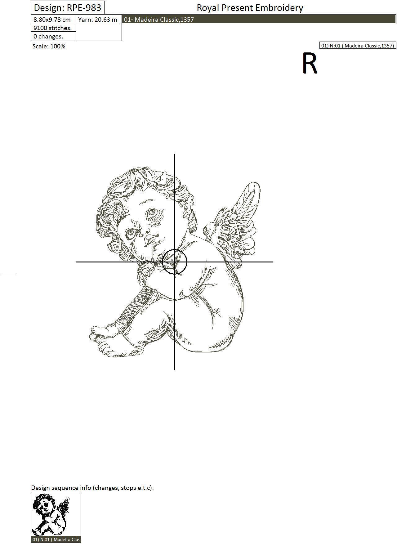 Machine Embroidery Design Cupid little baby