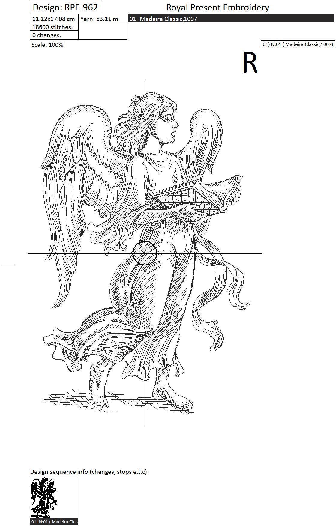 Machine Embroidery Design Singing Angel
