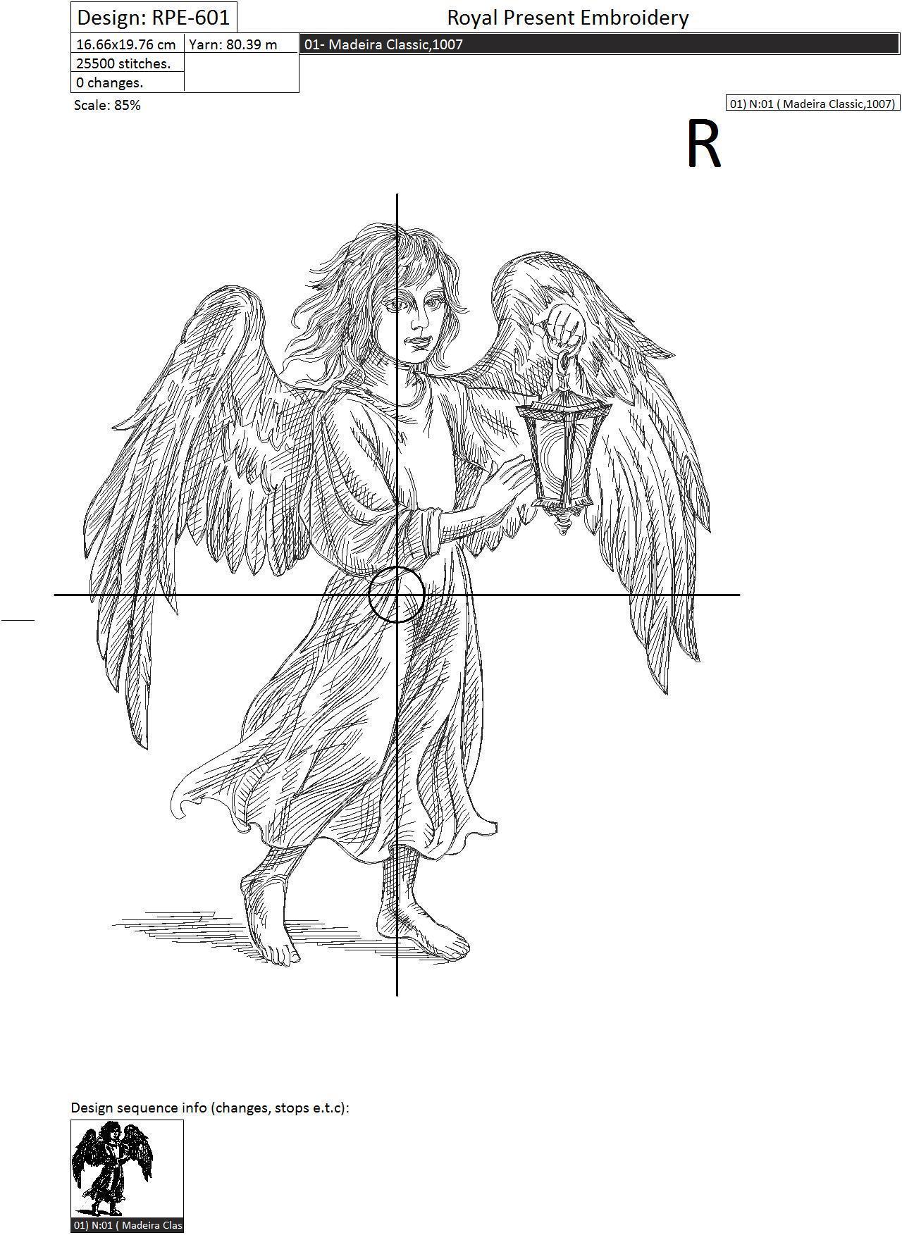 Machine Embroidery Design Angel with lantern