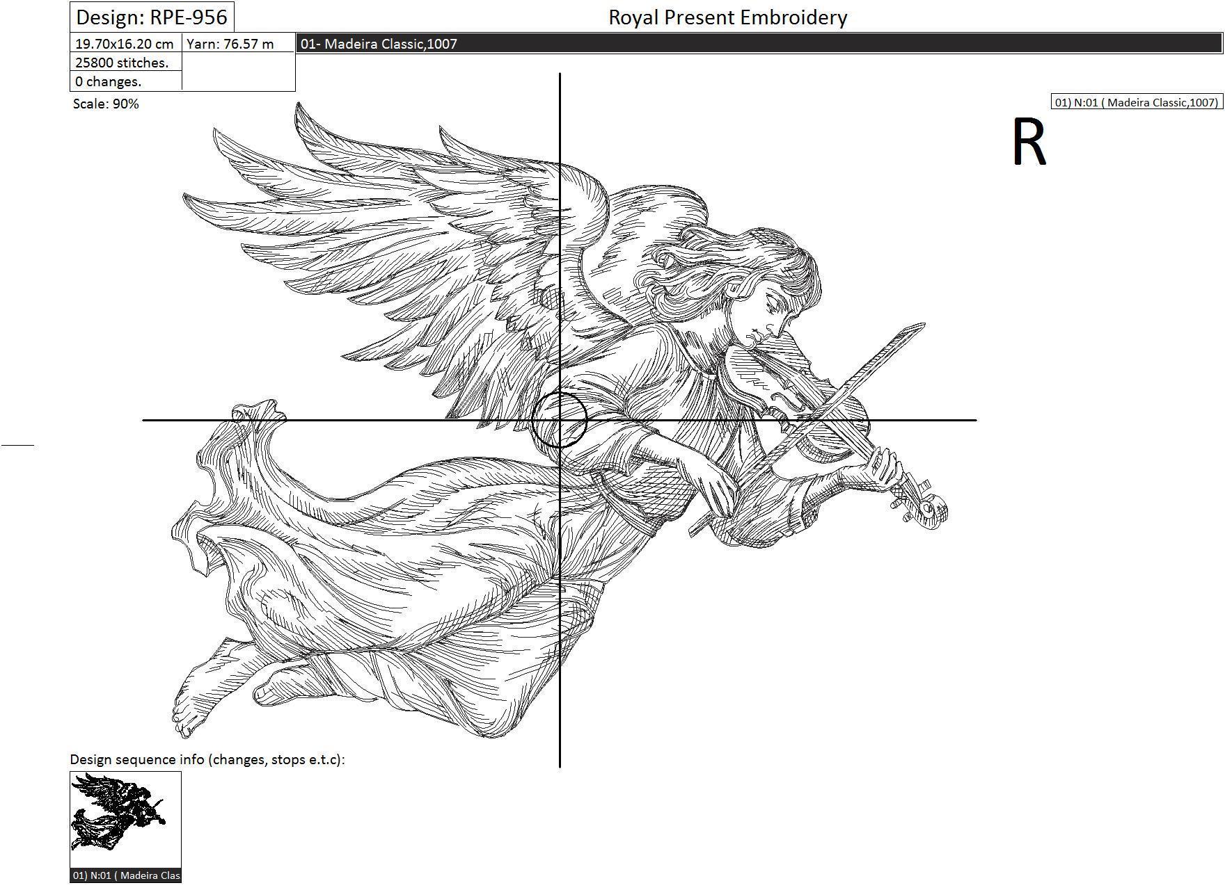 Machine Embroidery Design Angel with violin