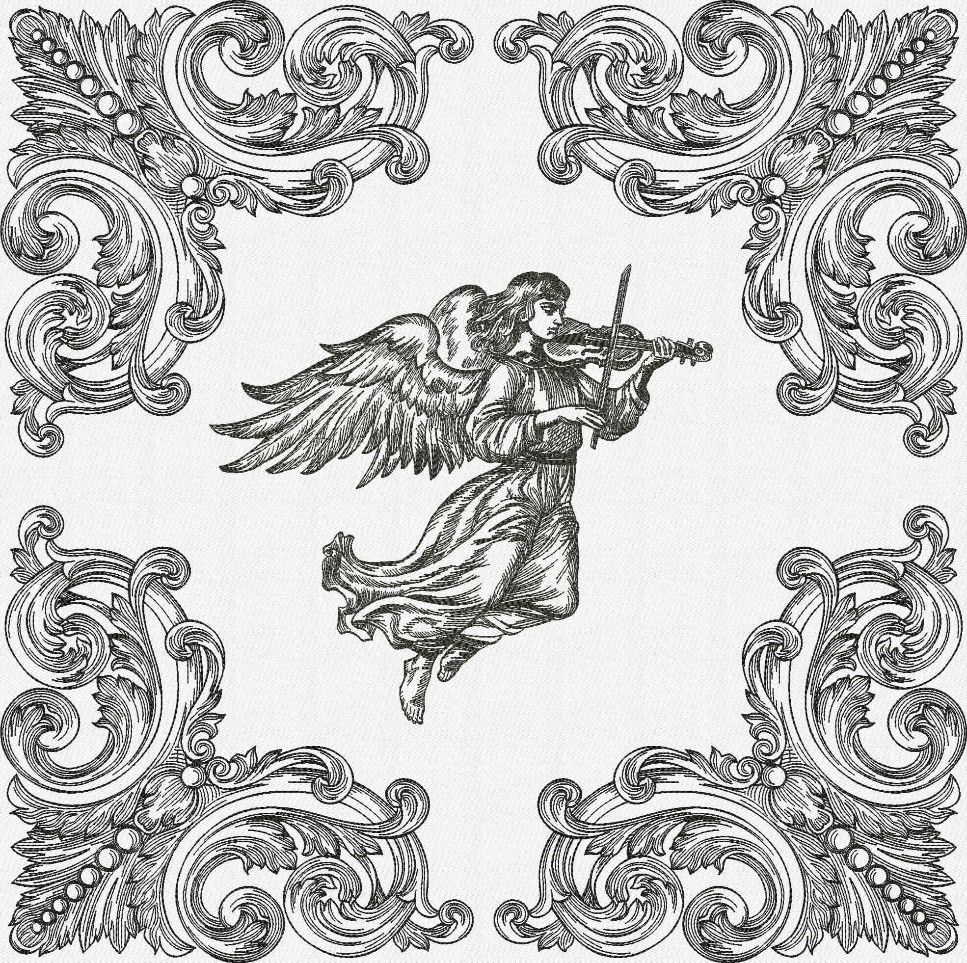 Machine Embroidery Design Angel with violin