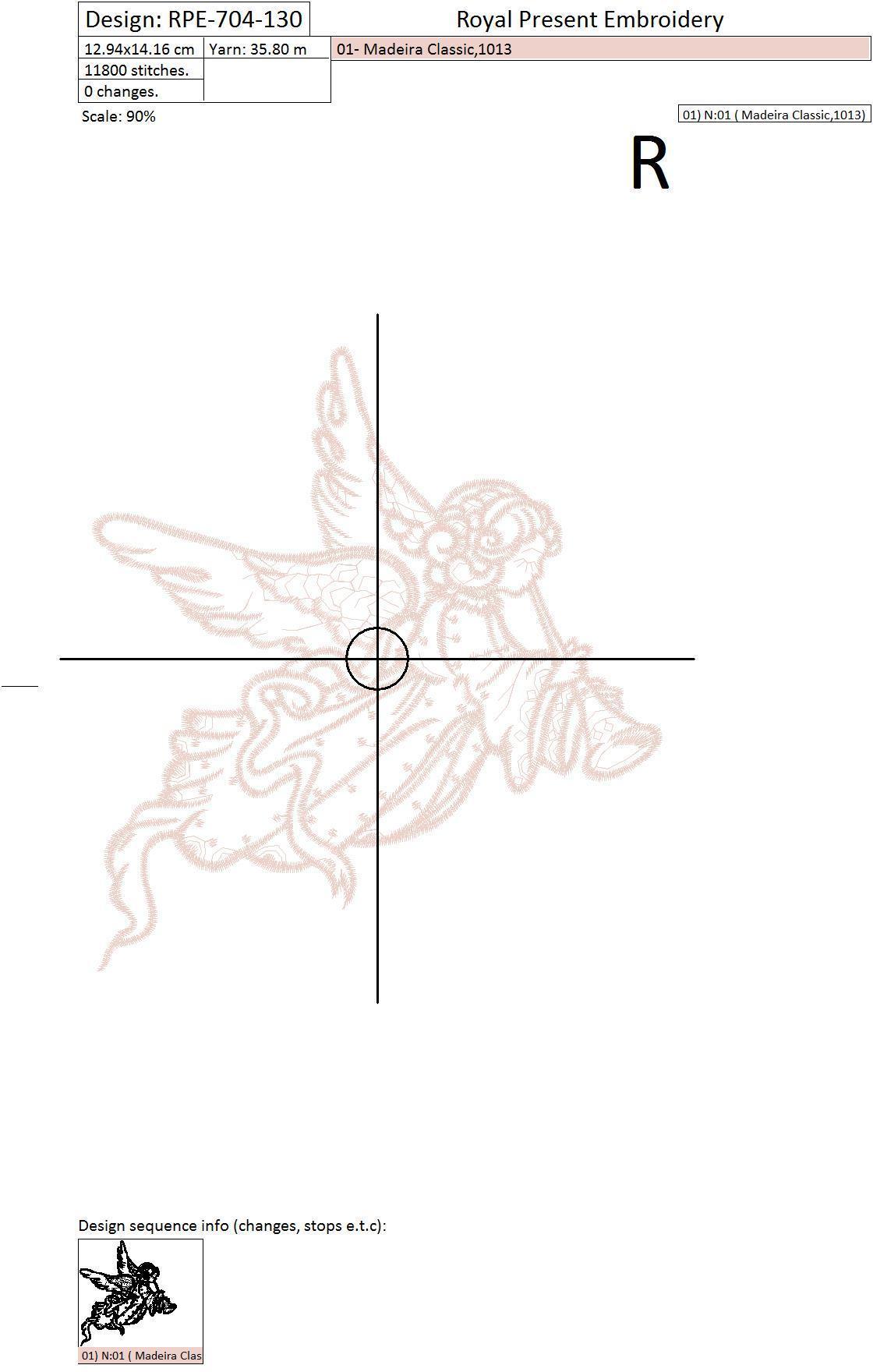 Machine Embroidery Design Angel blowing trumpet - 3 sizes
