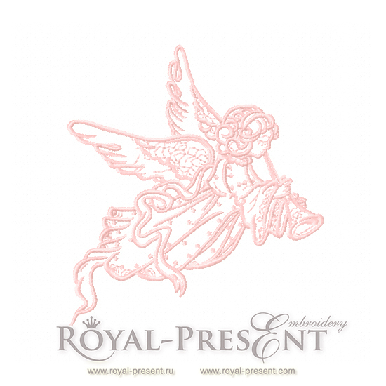 Machine Embroidery Design Angel blowing trumpet - 3 sizes
