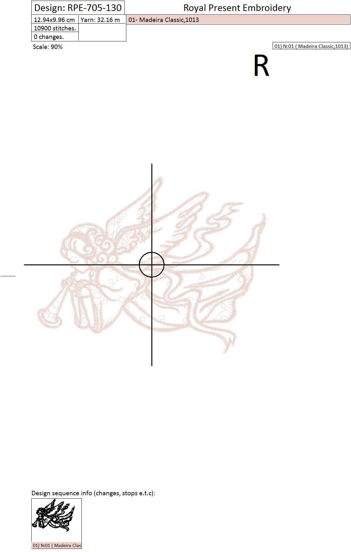 Machine Embroidery Design Angel blowing trumpet II - 3 sizes