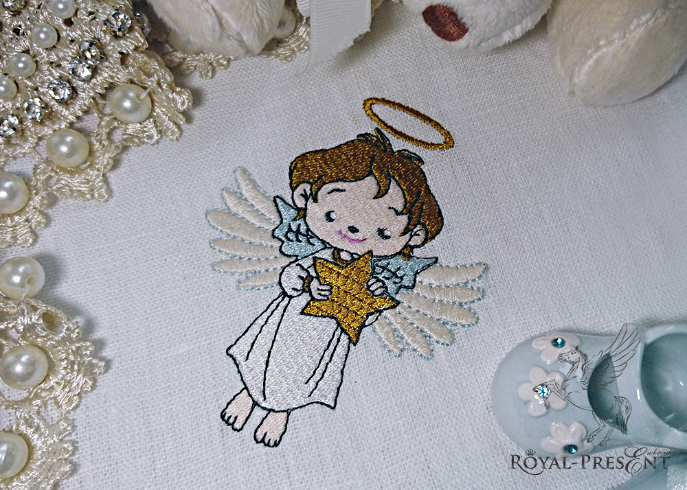 Machine Embroidery Design Cute Angel - 3 sizes