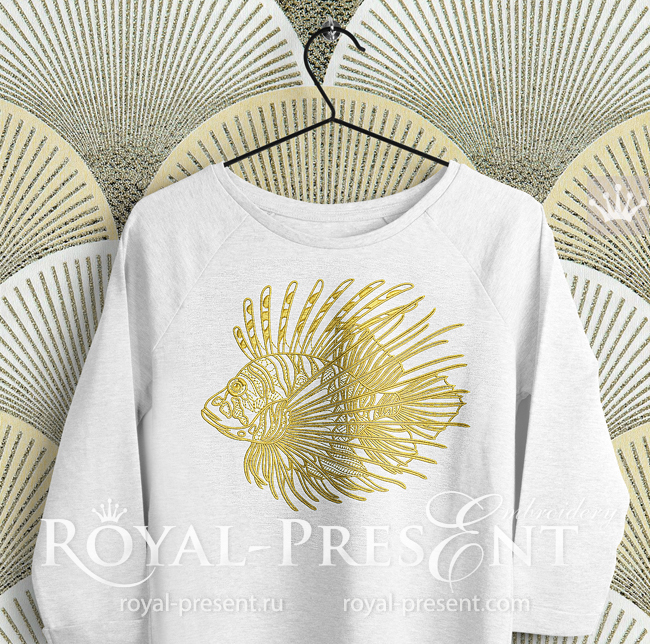 Lion Fish Machine Embroidery Design - 6 sizes RPE-1735