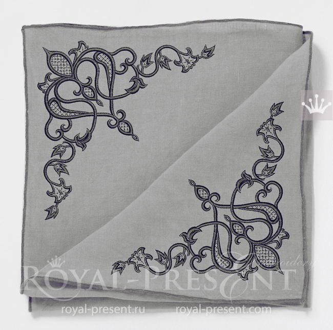 Filigree decorative coner embroidery design - 5 sizes RPE-1736-2