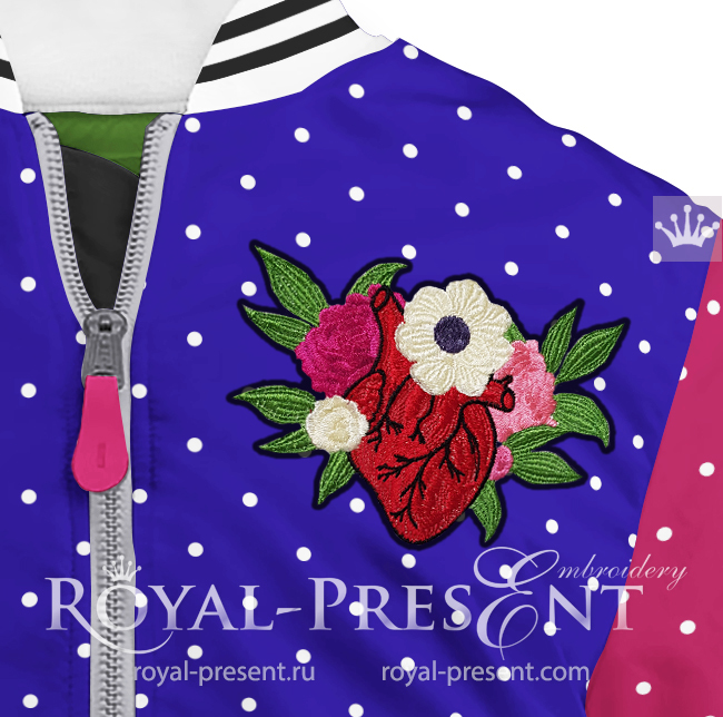 Floral Human Heart Machine Embroidery Design - 3 sizes RPE-1739