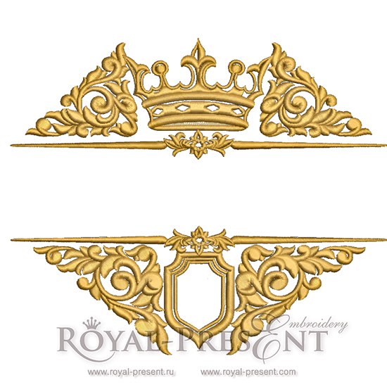 Machine Embroidery Design Baroque Split Name Frame - 4 sizes