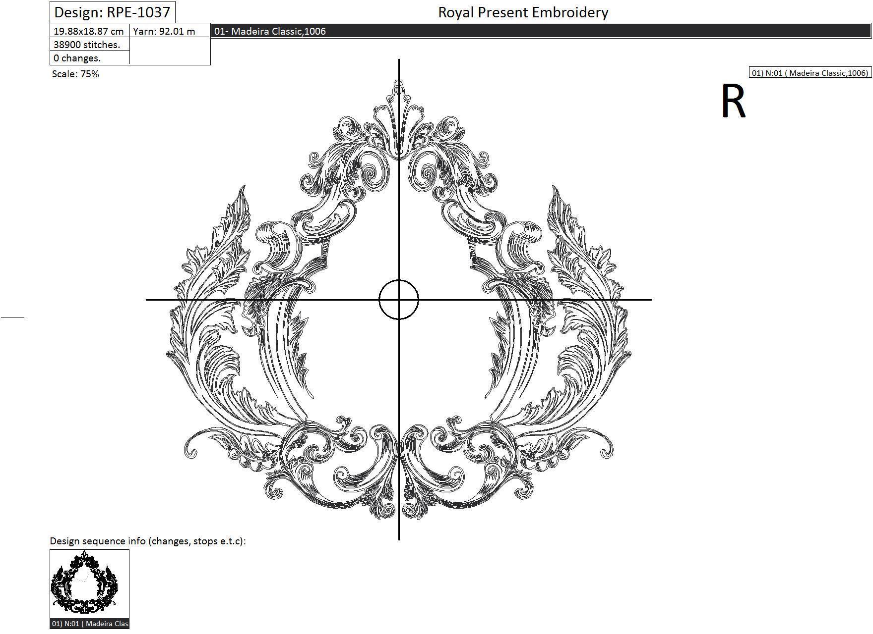 Machine Embroidery Design Baroque Monogram Blank
