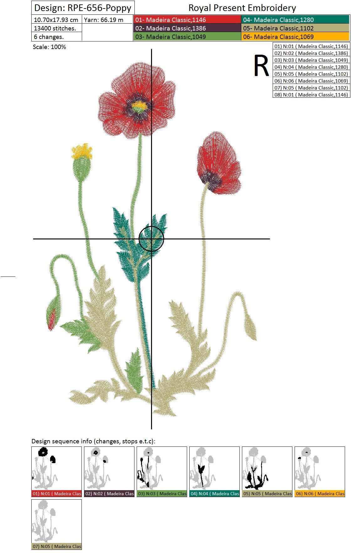 Set of 9 Machine Embroidery Designs Beautiful flowers